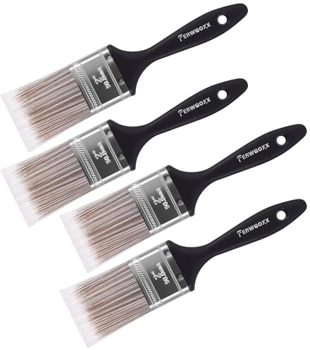 Paint Brushes - 2 Inch Flat and Angle Paint Brush for All Latex and Oil Paints & Stains Paintbrush for Varnish, Paste, Gesso and Limewash(4 Packs)