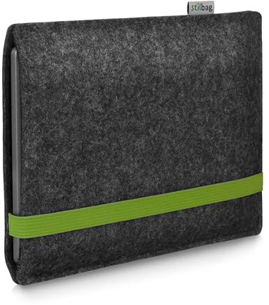 Stilbag Leon Étui de protection en feutre pour liseuse Amazon Kindle Paperwhite Kids - Couleur : anthracite/vert - Fabriqué en Allemagne