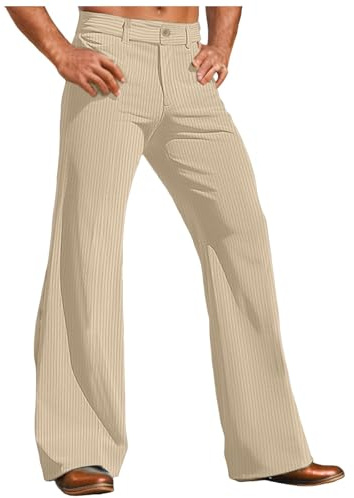 Pantalon évasé pour Homme Pantalon de Carnaval Disco Style Années 70 Disco Décontractés Pantalons À Pattes D'éléphant Confort Déguisement Pantalons évasé Slim à Pattes