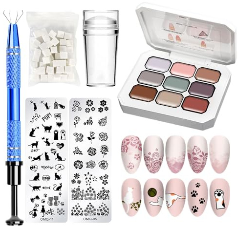 Juego De Esmalte De Uñas De Gel 9PCS - Juego De Esmalte De Uñas | Conjunto De Pintura Polaca | Manicura De Gradiente De Pat Art Rápida Con Esponjas Y Grabber Metálico | Almohadilla De Silicona |
