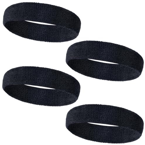 Set de 4 Cinta Pelo Deporte Unisex para Hombre y Mujer, Antideslizante y Transpirable,para Deporte, Fitness, Yoga - Material Algodón Suave, Absorción de Sudor
