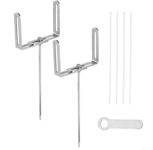 Zeroupshop Lot de 2 supports d'extension réglables en fer pour tuyau de gouttière avec clous au sol et attaches de câble pour système de drainage domestique (L)