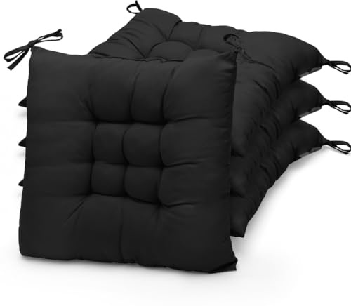 CEWROM Stuhlkissen 4er Set, 40x40cm Gefüllt Sitzkissen mit Bändern, Sitzpolster für Indoor und Outdoor, Sitzkissen Stuhl Sitzpolster Abnehmbares bodenkissen für Stühle Hocker Wohnzimmer Garten Büro