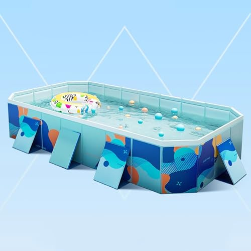 Family Lounge Pool, Foldable Non Inflatable Frame Swimming Pool Above Ground for Kids Adults Multiple Sizes(185x138x53cm/73x54x21in)