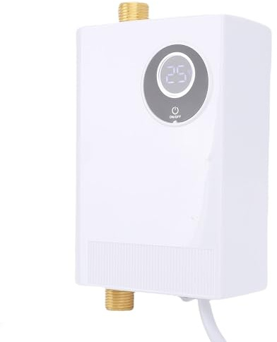 Luqeeg Chauffe-eau sans Réservoir Mini Chauffe-eau électrique Instantanée Sous le Chauffe-eau de L'évier avec une Sortie D'entrée en Laiton IPX4 Écran LCD étanche pour la Cuisine pour (B)