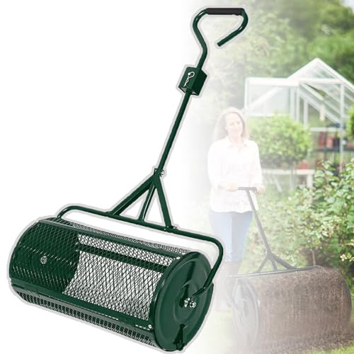 Esparcidor De Abono (32 * 60 Cm): Empuje De Cesta De Malla Metálica Resistente, Esparcidor De Estiércol De Turba, para Plantar Semillas, Césped Y Cuidado del Jardín Green