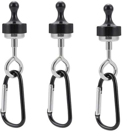 Asyduey 3 MagnéTicos para Acampar, MosquetóN, Gancho MagnéTico Resistente, Hebillas para Tienda de CampañA en Forma de D para para Acampar al Aire Libre, Negro