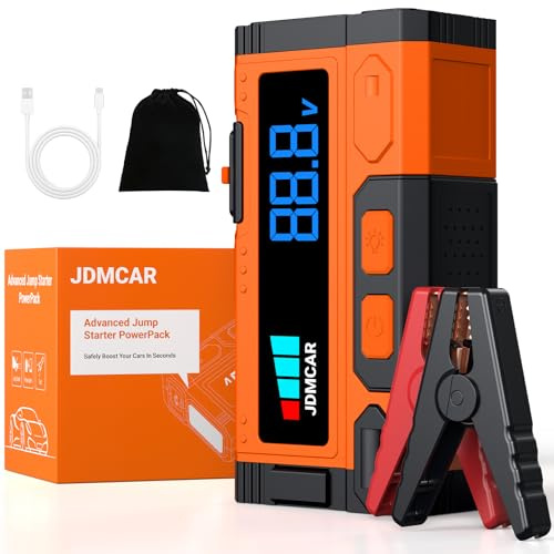 JDMCAR Starthilfe Powerbank für Pkw,Auto Starthilfe Powerbank, Jumper Starter Powerbank mit LCD Bildschirm & LED Taschenlampe, Autobatterie Booster MB
