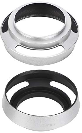 2 pezzi in lega di alluminio scava fuori paraluce 39mm argento accessori per fotocamera paraluce paraluce in metallo paraluce per fotocamera 39mm paraluce per