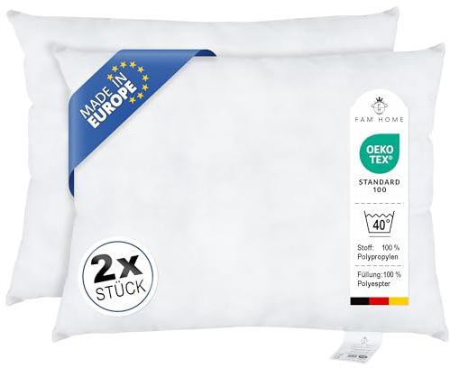 FAM Home Kissenfüllung 30x50 cm (2er Set) Sofakissen Dekokissen 230g | Ideal als Innenkissen & Füllkissen für Zierkissen: Mittelfest, hypoallergen und maschinenwaschbar. Perfekte Form für Bezüge.