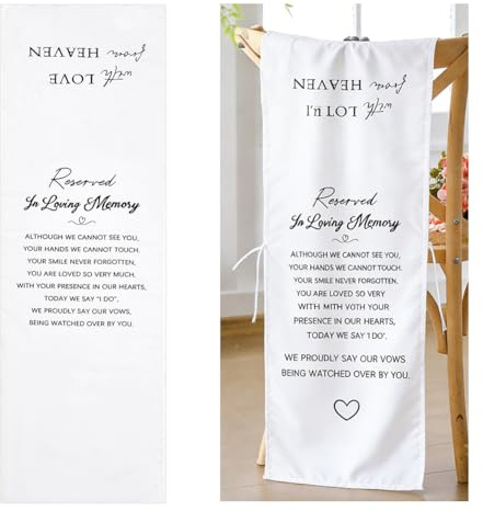 OLYCRAFT Reservierter Stuhl Für Die Hochzeit Banner Erinnerungsschilder „In Liebevoller Erinnerung Reserviert“ Hochzeitsschild Mit Gurten Für Einen Geliebten Menschen Im Himmel Dekorationsartikel