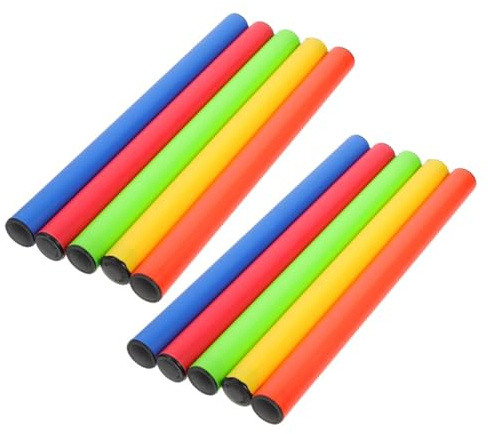 DOITOOL Lot de 10 Bâtons de Relais de Compétition en Plastique Antidérapants, Taille Réglementaire, Multi-Couleurs, Accessoires pour Courses D’athlétisme Scolaires et Sports D’équipe