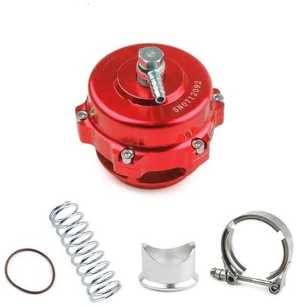 Valvola EGR Valvola Di Scarico Universale Turbo 50mm BOV Con Flangia A V In Alluminio Saldata Molle 6PSI + 18PSI Valvola Ricircolo Gas Scarico(Rosso)