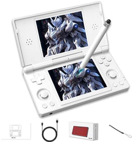 HKOORLAMULS Retro Games Console with Capacitive Stylus Retro Handheld Game Console,Android 14,Foldable 4 inch Dual-Screen Handheld Games Consoles,2.4+5G WIFI&Bluetooth 4.2,4000mAh Battery(White)