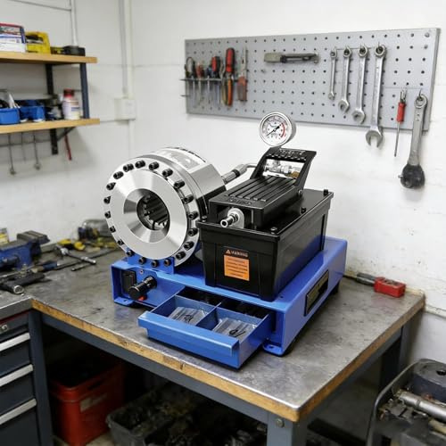 Pince à sertir électrique robuste pour tuyau hydraulique avec 8 matrices magnétiques – Pince à sertir haute pression multi-diamètre pour lignes AC, conduite de carburant, tuyaux de plomberie