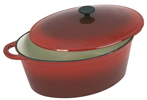 Crealys Tradifonte Cocotte Redonda De Hierro Fundido Esmaltada Color Rojo Ø32 Cm, Multicolor, Centimeters