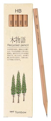 Tombow Ki-Monogatari Recycelter Bleistift, Umweltfreundlicher Holzstift, Härtegrad HB, Vorteilspack 12er Set [LA-KEA-HB]