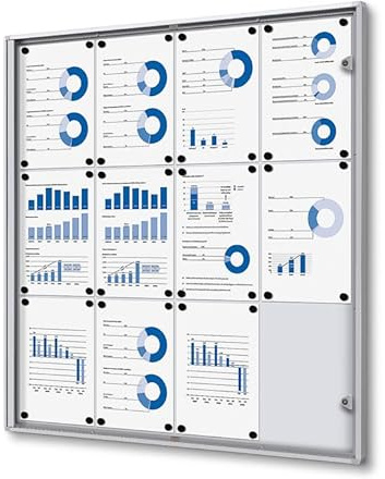 Schaukasten innen 12x DIN A4 | stabil & abschließbar | Info-Vitrine mit SAN-Glasfront | magnetische Rückwand, beschreibbar | ideal für Innenbereich & Wandmontage