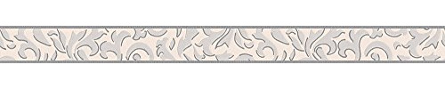 A.S. Création Bordüre Only Borders 9 Borte 5,00 m x 0,05 m grau metallic weiß Made in Germany 962091 96209-1