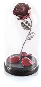 Forging Art Bcn® Eisen Schmiede ewige Die Schöne und das Biest Rose - Geschenk zum Muttertag, Valentinstag, Hochzeitstag, Eiserne Hochzeit (Rot/Silber)