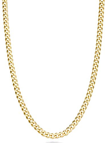 Miabella Italian 18K Gold Plated 925 Sterling Silver 3.5mm Diamond-Cut Cuban Link Curb Chain Necklace for Women Men, Made in Italy (Length 24 Inches)