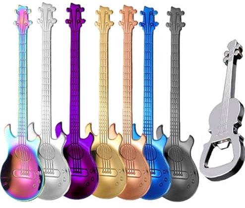 ESRISE Gitarren Löffel Gitarre Kaffeelöffel Musiker Geschenke, Lustig Musik Deko Geschenk Teelöffel, Edelstahl Geschenk