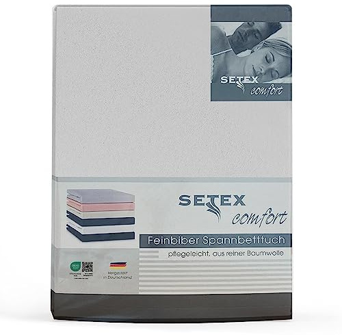 Setex - Feinbiber Bettlaken mit Gummizug kuschelig weich - Biber Spannbettlaken aus 100% Baumwolle mit rundum Spanngummi - Bettwäsche ganzjährig - Betttuch 160x200 cm Weiß
