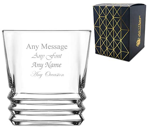 Personalised Engraved 315ml Elegan Ridged Whisky Glass, Personalise with Any Message for Any Occasion, Stylize with a Variety of Fonts, Gift Box Included, Laser Engraved