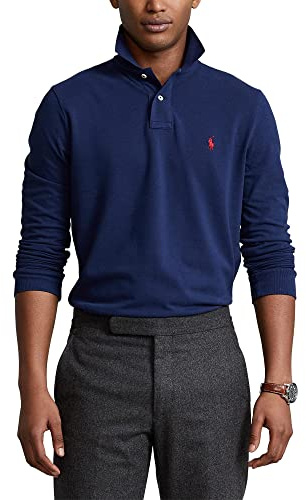 Polo Ralph Lauren Herren Poloshirt Langarm 100% Baumwolle Classic Fit 710680, blau, Klein
