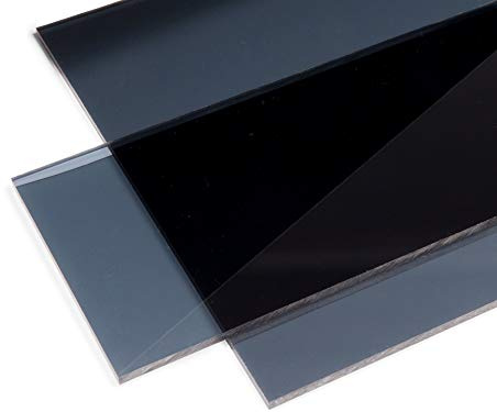 PLEXIGLAS® GS, 5 mm dick, 12 x 25 cm, Mittelgrau Transparent (7C83) | Farbige gegossene Acrylglasplatte; gut geeignet für Lichtobjekte, Modellbau, Displays und Zuschnitte