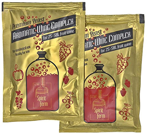 2 x Weinhefe (inkl. + Hefenährsalz + Enzyme) 40g für bis zu 50 Liter 15-16% - Wein Hefe Weißwein und Rotwein
