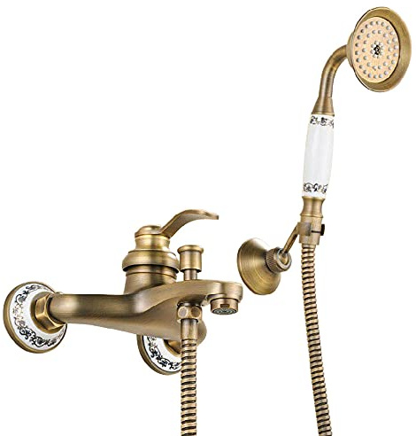 HomeLava Badewannenarmatur mit Handbrause Badewanne Wasserhahn Wandmontage für Badezimmer Wannenarmatur Messing