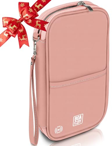 BOACAY Reisepass Tasche mit RFID, Reiseunterlagen Organizer für Damen & Herren, Familie Reiseorganizer, wasserdichte Hülle, Etui für Tickets, Geld, Karten