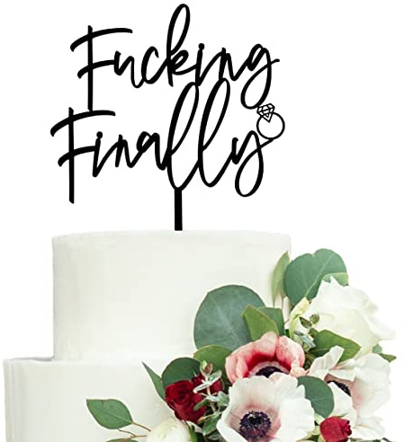 LOVENJOY Funny Finally Cake Topper for Wedding Brial Shower Cake Decoration Supplies, Gift Boxed