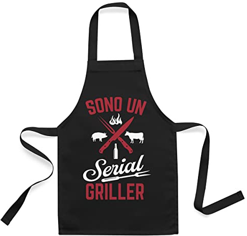 Vulfire Grembiule Barbecue Sono un Serial Griller Regalo simpatico con scritta per Chi AMA Grigliare BBQ Idee divertenti Griglia