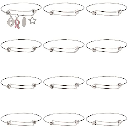 SUNNYCLUE 12 Stück Erweiterbarer Draht Armreif Edelstahl Armbänder Bulk Verstellbares Armband Für Die Schmuckherstellung Metall Stapelbare Armbänder Manschettenarmbänder Rohlinge DIY Handwerk Erwachse