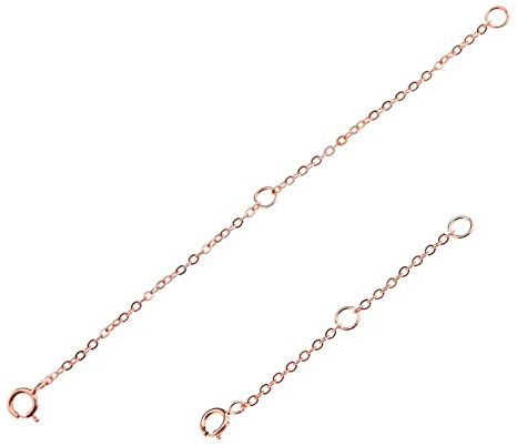 eMagTech 2 x Halsketten-Verlängerungskette aus 925er Sterlingsilber, Halskettenverlängerung, Zubehör für DIY-Schmuckherstellung, Halsketten, Armbänder, rose gold