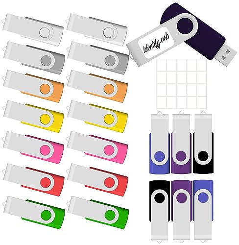 JBOS 8GB USB Flash Drive 20 Pack Thumb Drives 8 GB USB Drives Memory Stick Swivel 8G Gig Stick USB2.0 Pen Drive for Date Storage, 8 Gig UBS Flash Drive, Zip Drive, Jump Drive, USB Stick, Mixed Color
