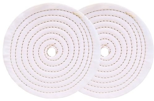 Lux Metal Kit lucidatura 2 Disco in Cotone 200 mm Foro 16mm Set Dischi Per Lucidare A Specchio Alluminio Acciaio Inox Metalli Ruota Lucidante Smerigliatrice Mola Ottone Rame Legno Marmo Plexiglass Oro