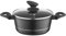 FLORINA Olla de Aluminio (1,5 l) I 18 cm I Olla con Tapa de Vidrio DELUX I Medidor y Revestimiento Antiarañazos I Cazuela Induccion I Apta para Cocina de Inducción, Gas y Eléctrica (Negra)