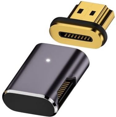 chenyang HDMI 2.1 Magnetanschluss, HDMI Stecker auf Buchse 90 Grad linke Seite 8K@60Hz 4K@120Hz 48Gbps Hochgeschwindigkeits Gender Change Adapter vergoldet
