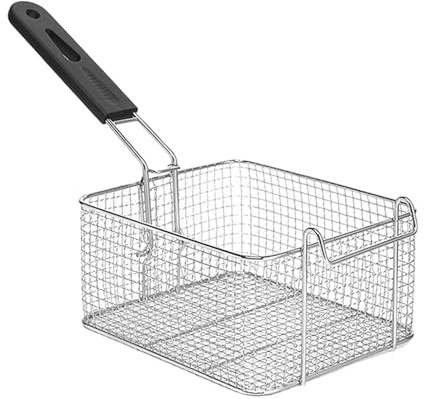perfk Friteuse Panier à Frites Portable Polyvalent en Acier Inoxydable Panier de Service pour rondelles d'oignon Aile de Poulet, 19.7 cm x 17 cm x 10 cm