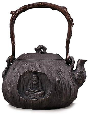 asdchZen Teekanne Mit Aufguss, Keramik-Teekannen-Set Aus Gusseisen Mit Rostfreier Innenseite, Gesunder Teekessel, Handgefertigte Geschenkbox, Schwarz, 1200 Ml, Fest