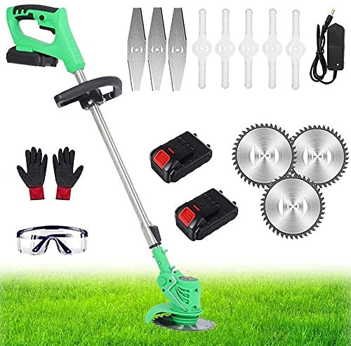Cortacésped eléctrico inalámbrico 24V 2.0Ah Wacker Weed eléctrico con 3 hojas de sierra y 2 desmalezadores de batería Kit de cortacésped telescópico Cortacésped de altura ajustable Máquina cortacéspe
