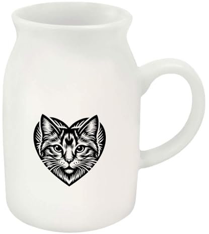 Azeeda 300ml 'Heart Shaped Cat Face' Ceramic Milk Jug (MJ00014987)