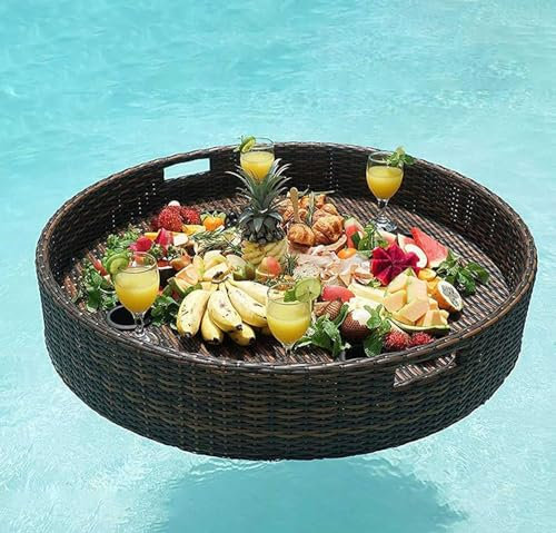 Floating Tray Swimming Pool Floating Tray, Rattan Woven Tray, Schwimmenden Tablett Tisch Frühstück Tablett, Auf Dem Wasser, 80 cm