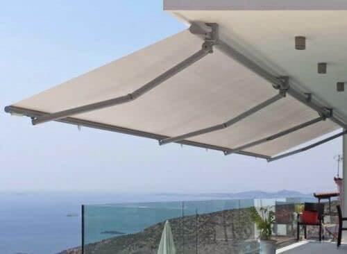 T-TENDA- Tenda da Sole Personalizzabile con Bracci Estendibili Senza Barra Quadra, Struttura Ferro Zincato, con Supporti e Asta di Manovra, Made in Italy, Disponibile a Motore, Varie Misure e Tessuto