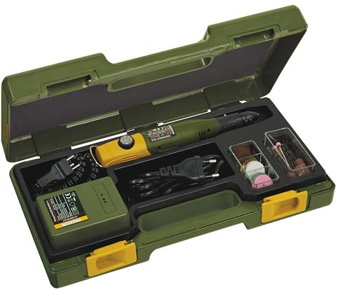 Proxxon Micromot 60/EF (longitud 220 mm, peso 230 g, potencia 40 W, voltaje 12-18 V, con fuente de alimentación y 43 herramientas, taladro manual, lijadora, fresadora) 28514