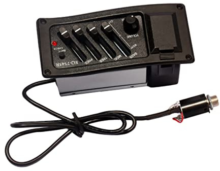 BESTonZON Gitarren Pickup Eq Vorverstärker Für Akustische Folk Gitarre Piezo Tonabnehmer Mit Anschlusskabel Unter Sattel Montage Modell Schwarz