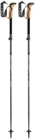 LEKI Khumbu FX TA Bâtons de marche pliables réglables et légers en aluminium pour trekking et randonnée, anthracite clair/vert/noir, 110-130 cm